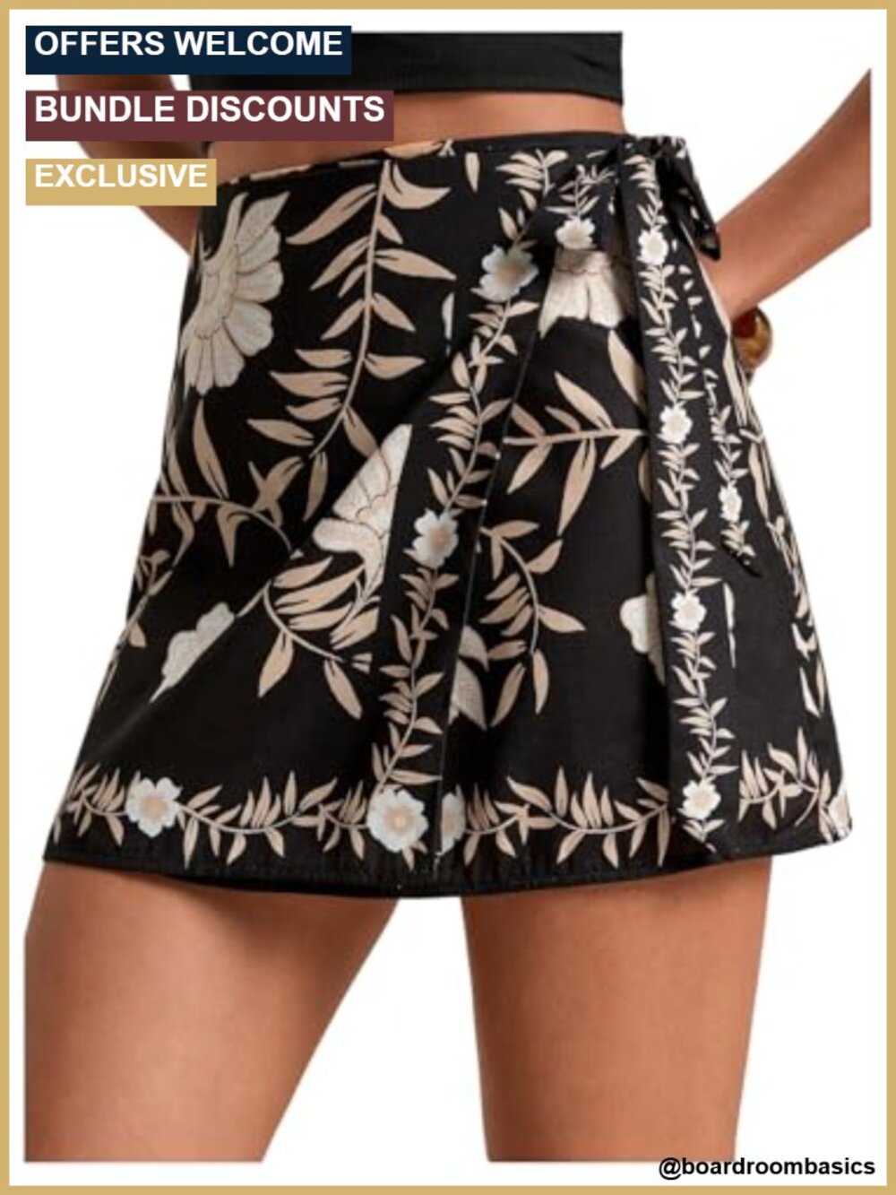 Women's Floral Wrap Mini Skirt High Rise Asymmetrical Tie Side Summer